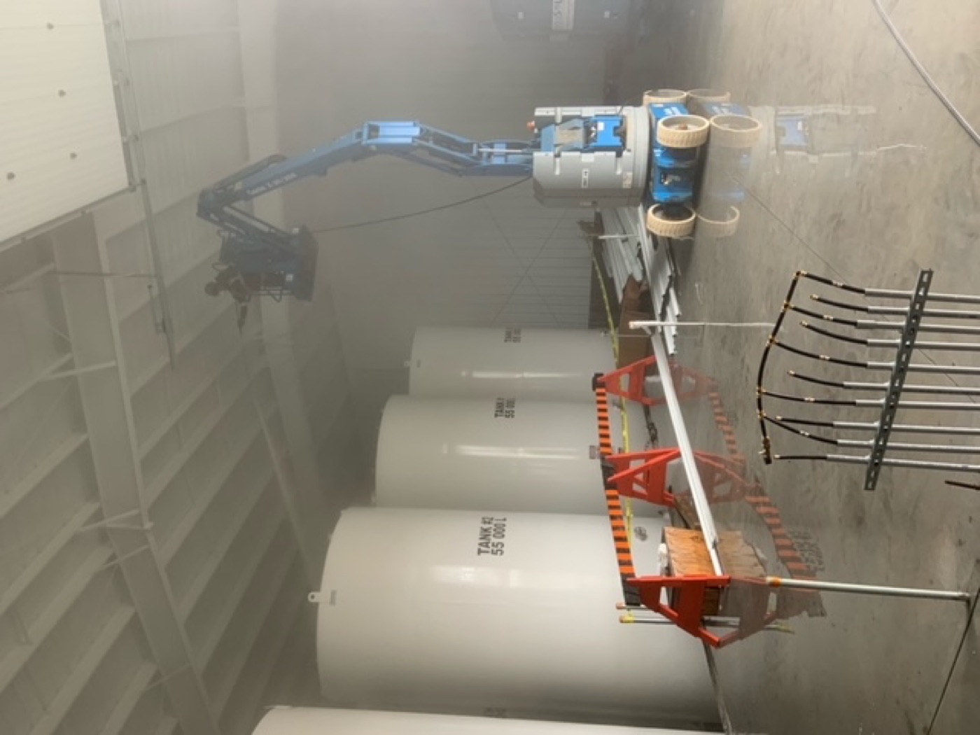 Industrial tanks inside a Nova Scotia facility cleaned by O'Brien's Faster Blaster ahead of coating