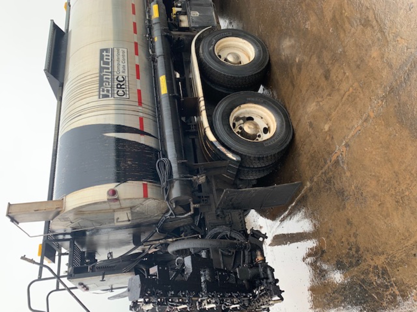 Tanker truck before washing, heavy dirt build up