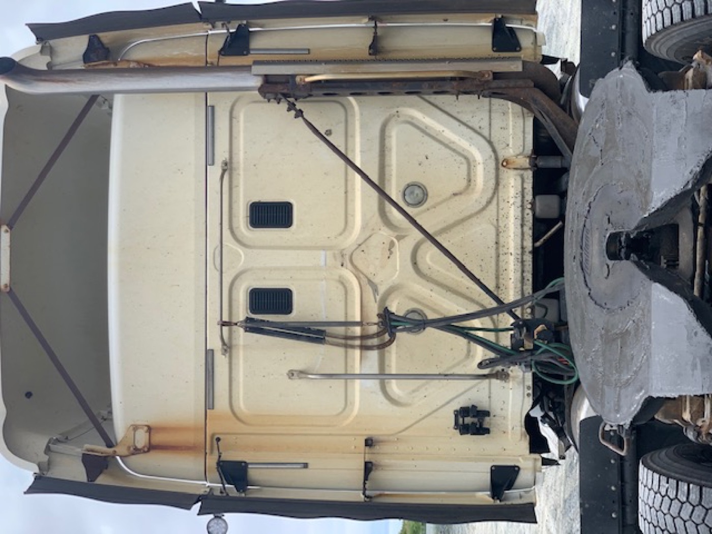 Cab door before washing, heavy dirt build up